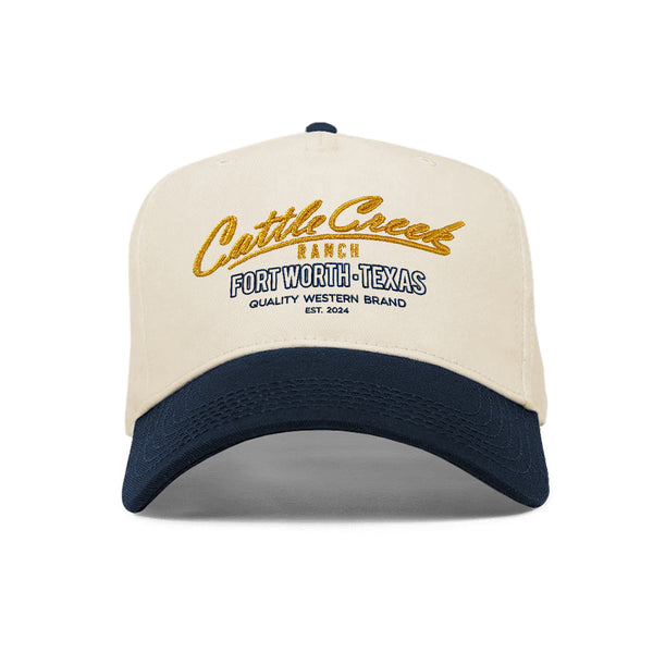 Cattle Creek Ranch Quality 3D Trucker Hat | Natural Navy