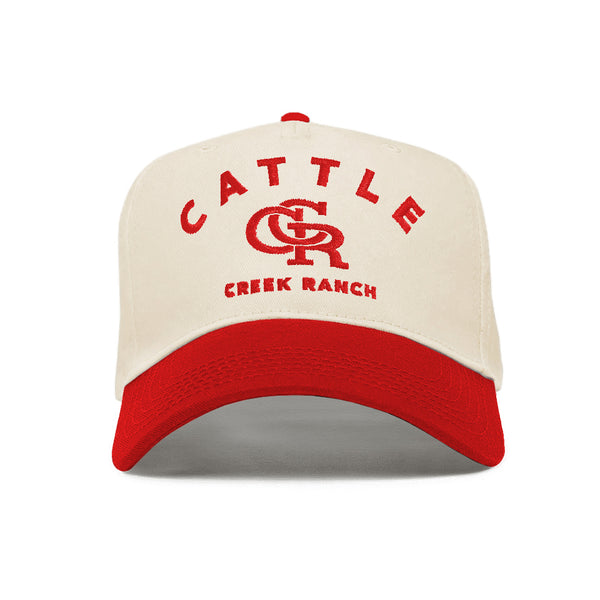 Cattle Creek Ranch Embroidered CCR Western Trucker Hat | Natural Red