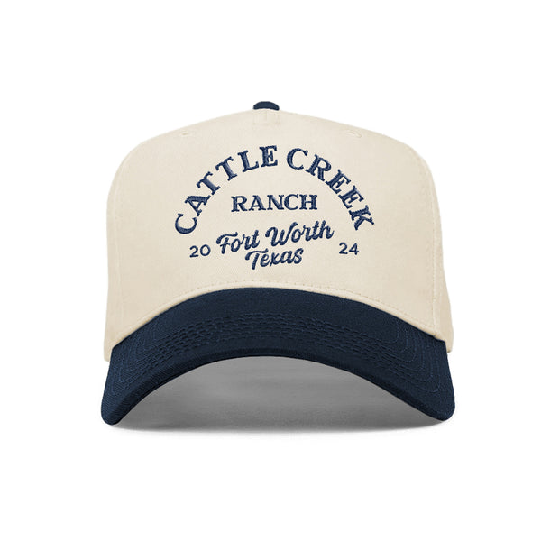 Cattle Creek Ranch Vintage Trucker Hat | Natural Navy