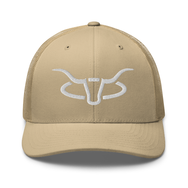 Cattle Creek Ranch Horns Logo Trucker Hat | Tan