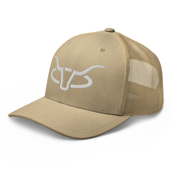 Cattle Creek Ranch Horns Logo Trucker Hat | Tan