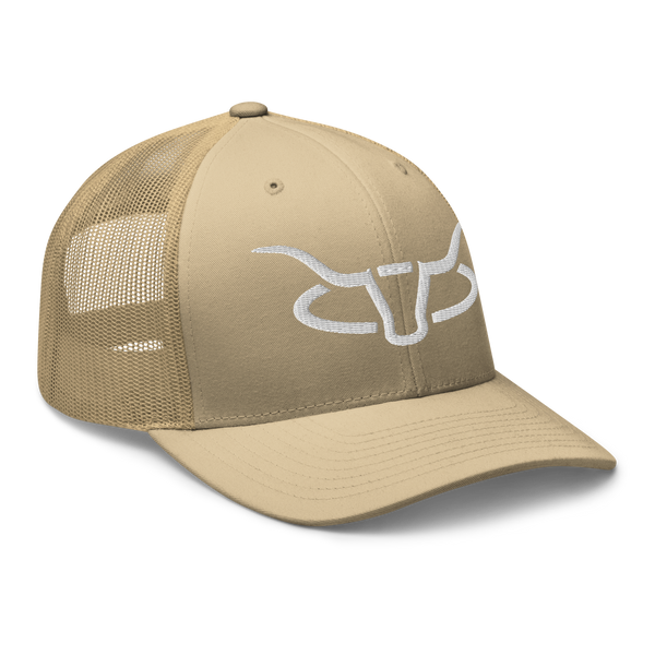 Cattle Creek Ranch Horns Logo Trucker Hat | Tan