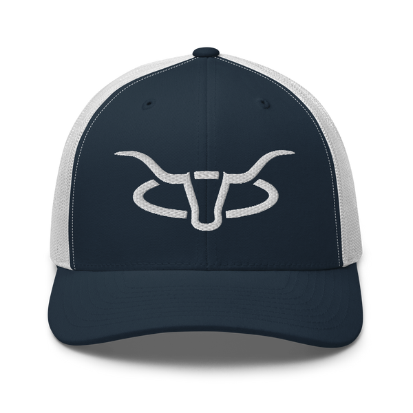 Cattle Creek Ranch Horns Logo Trucker Hat | Navy/White