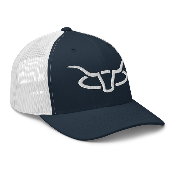 Cattle Creek Ranch Horns Logo Trucker Hat | Navy/White