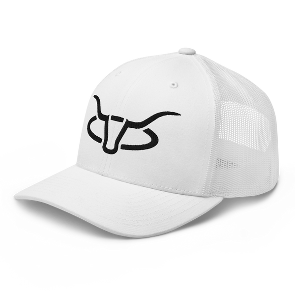 Cattle Creek Ranch Horns Logo Trucker Hat | White
