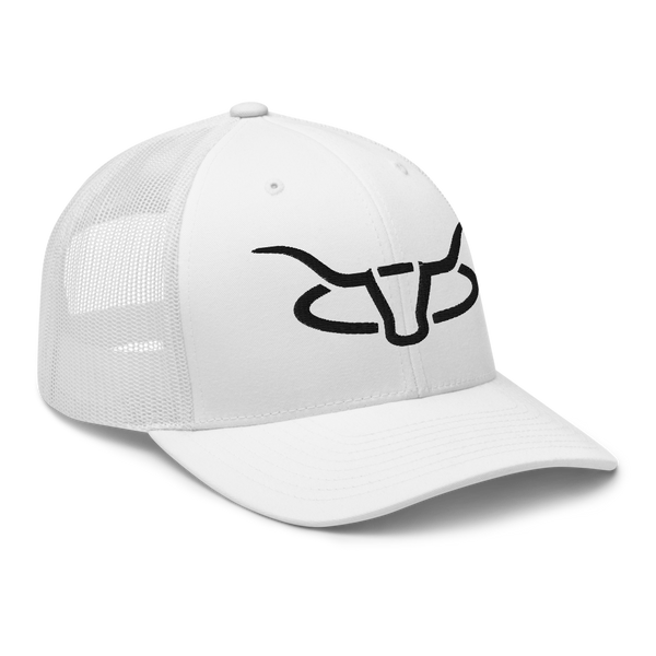 Cattle Creek Ranch Horns Logo Trucker Hat | White